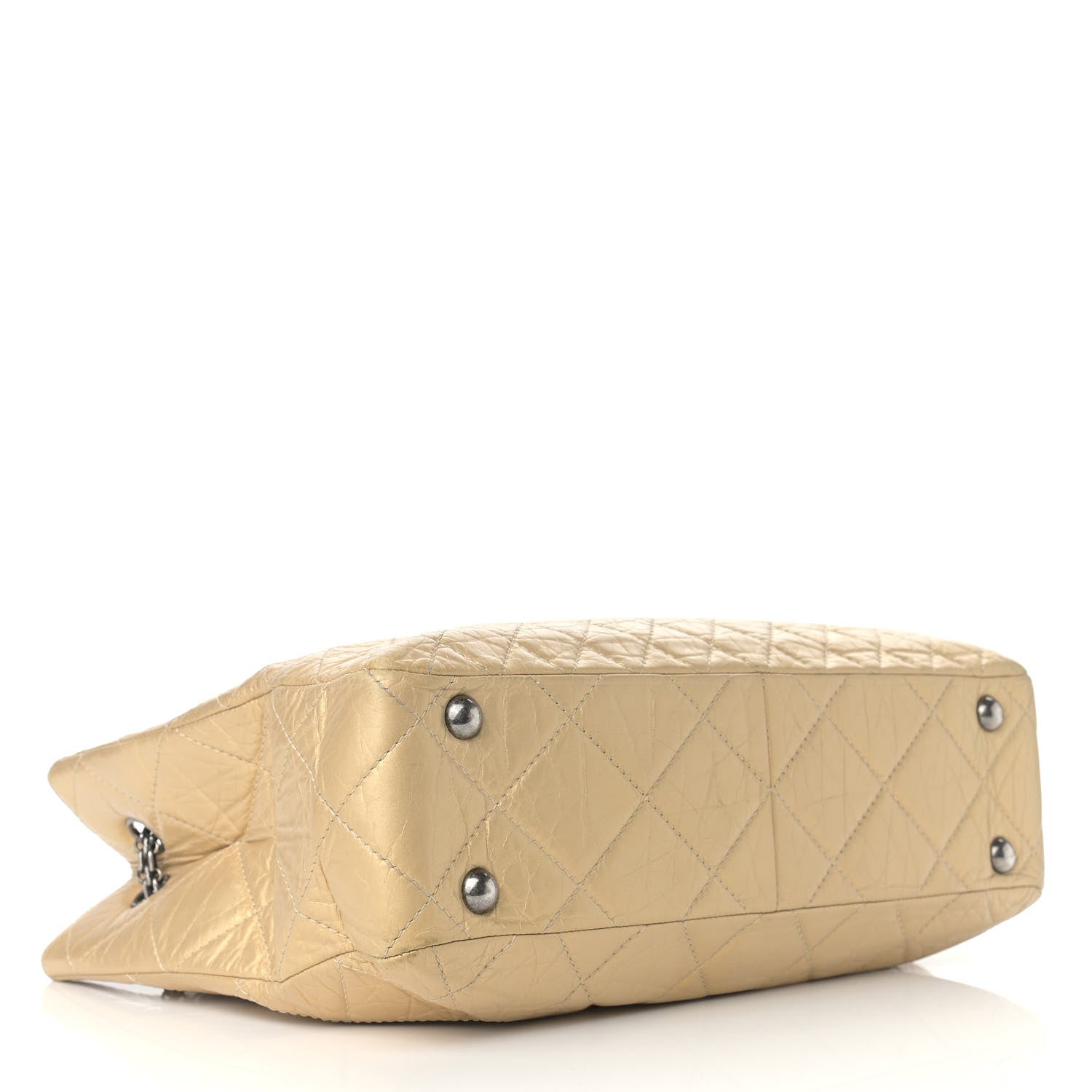 Chanel Metallic Aged Calfskin Quilted Reissue 2.55 Tote Light Gold 4 of 13