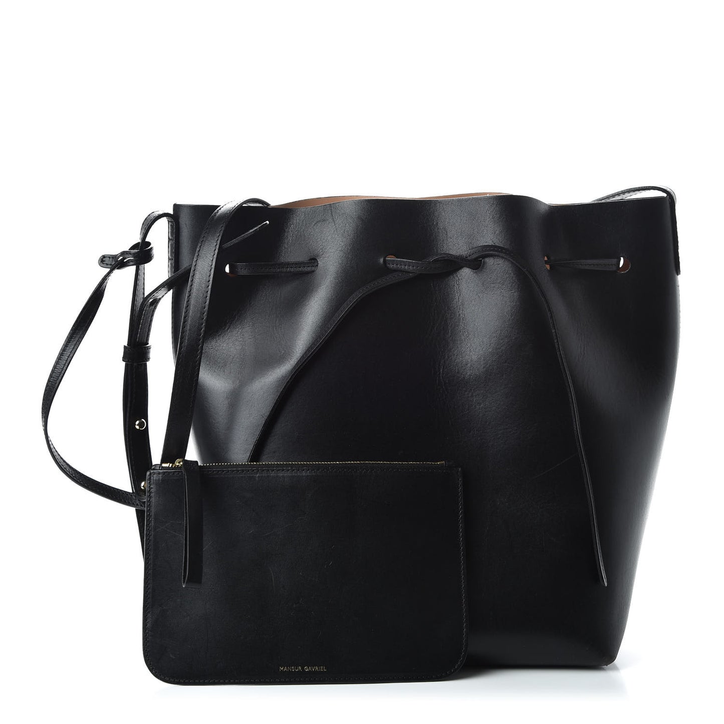 Vegetable Tanned Calfskin Bucket Bag Black Ballerina