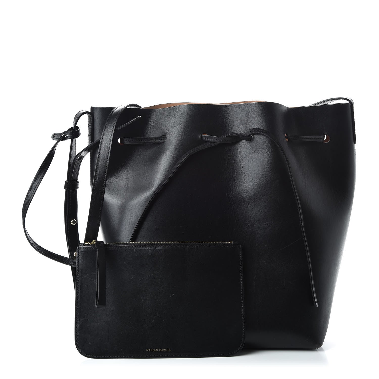 Mansur Gavriel Vegetable Tanned Calfskin Bucket Bag Black Ballerina 1 of 10