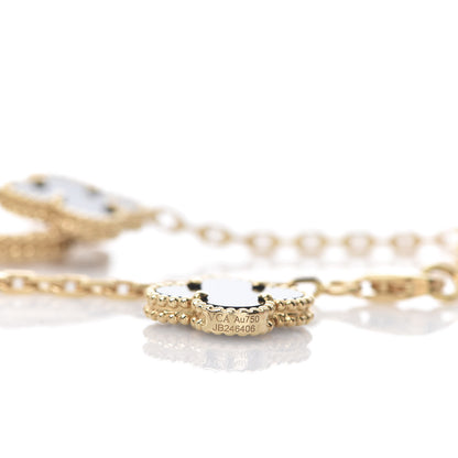 Van Cleef & Arpels 18K Yellow Gold Grey Mother of Pearl Black Onyx 5 Motifs Magic Alhambra Bracelet 4 of 4