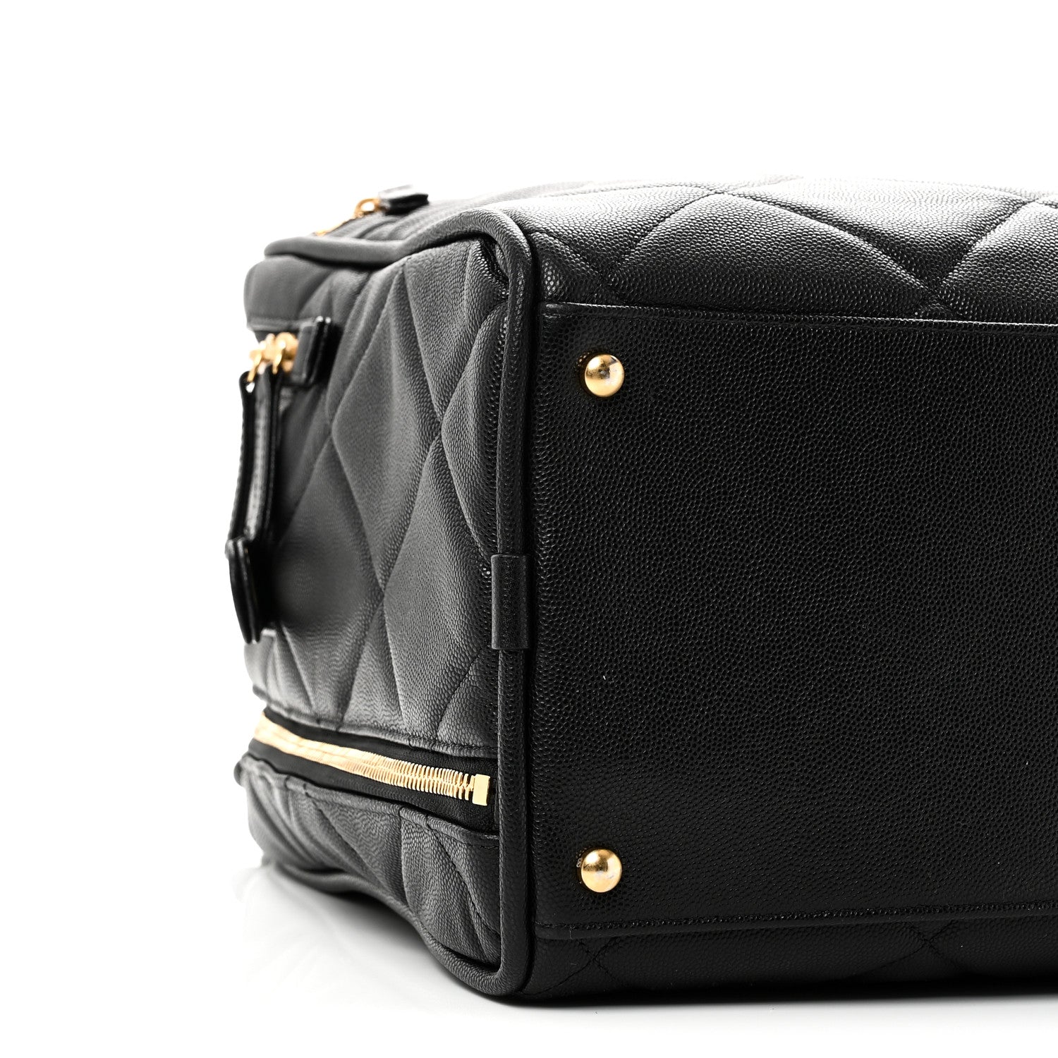 Chanel Shiny Grained Calfskin Quilted Travel Bowling Bag Black 9 of 10