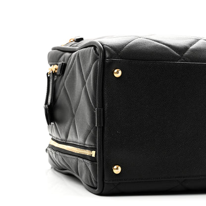 Chanel Shiny Grained Calfskin Quilted Travel Bowling Bag Black 9 of 10