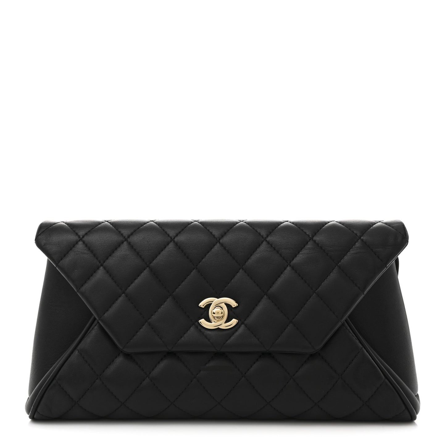 Lambskin Quilted Fold Up Again Clutch Black