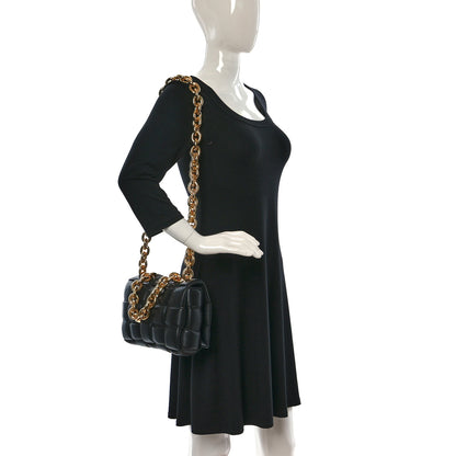 Bottega Veneta Lambskin Maxi Intreccio Padded Chain Cassette Crossbody Bag Black 2 of 9