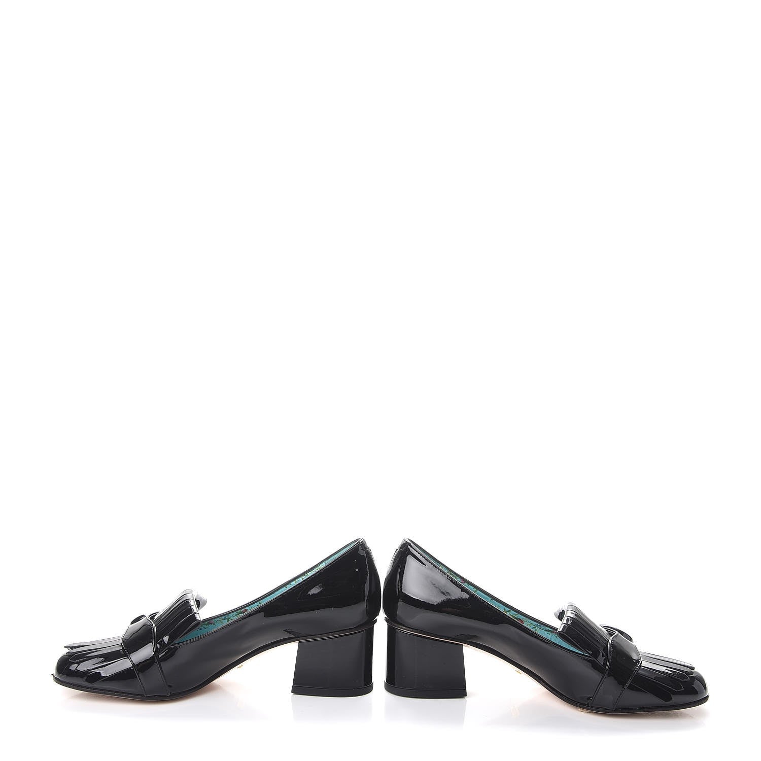 Gucci Vernice GG Marmont Fringe Loafer Pumps 36.5 Black 5 of 12