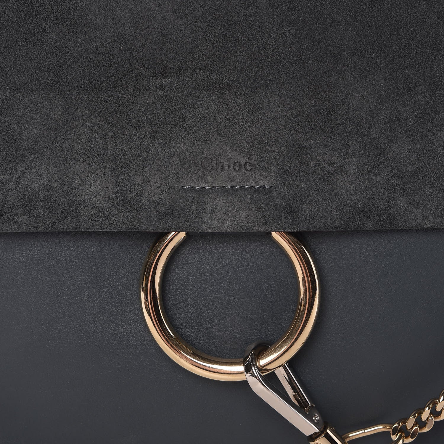 Chloe Suede Calfskin Medium Faye Shoulder Bag Silver Blue 17 of 19