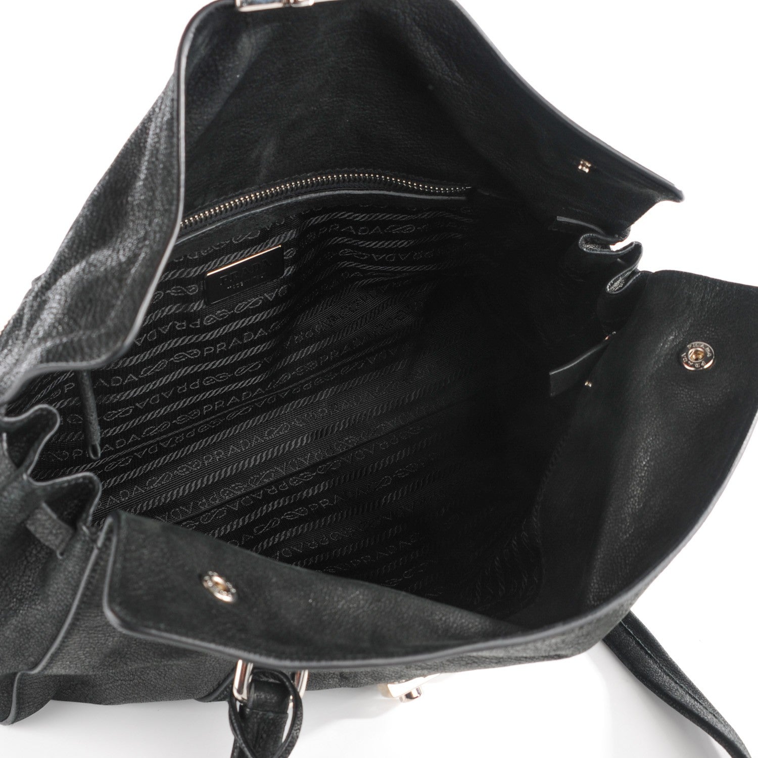 Prada Cervo Antik Easy A Foldover Pushlock Satchel Nero Black 6 of 10