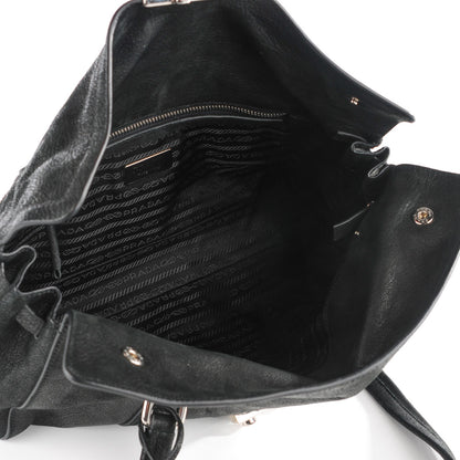Prada Cervo Antik Easy A Foldover Pushlock Satchel Nero Black 6 of 10