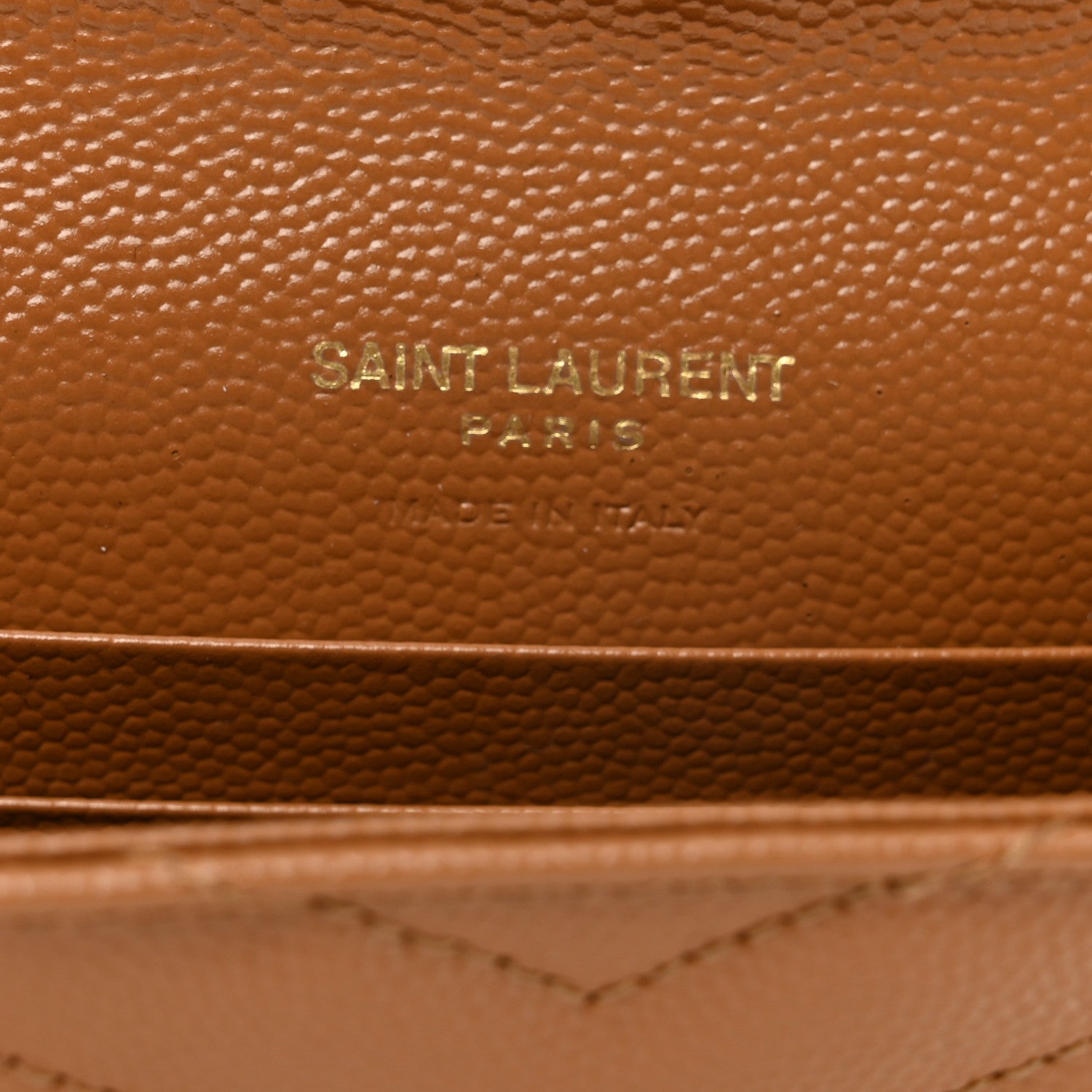 Saint Laurent Grain De Poudre Matelasse Chevron Small Monogram Envelope Wallet Natural Dark 6 of 7
