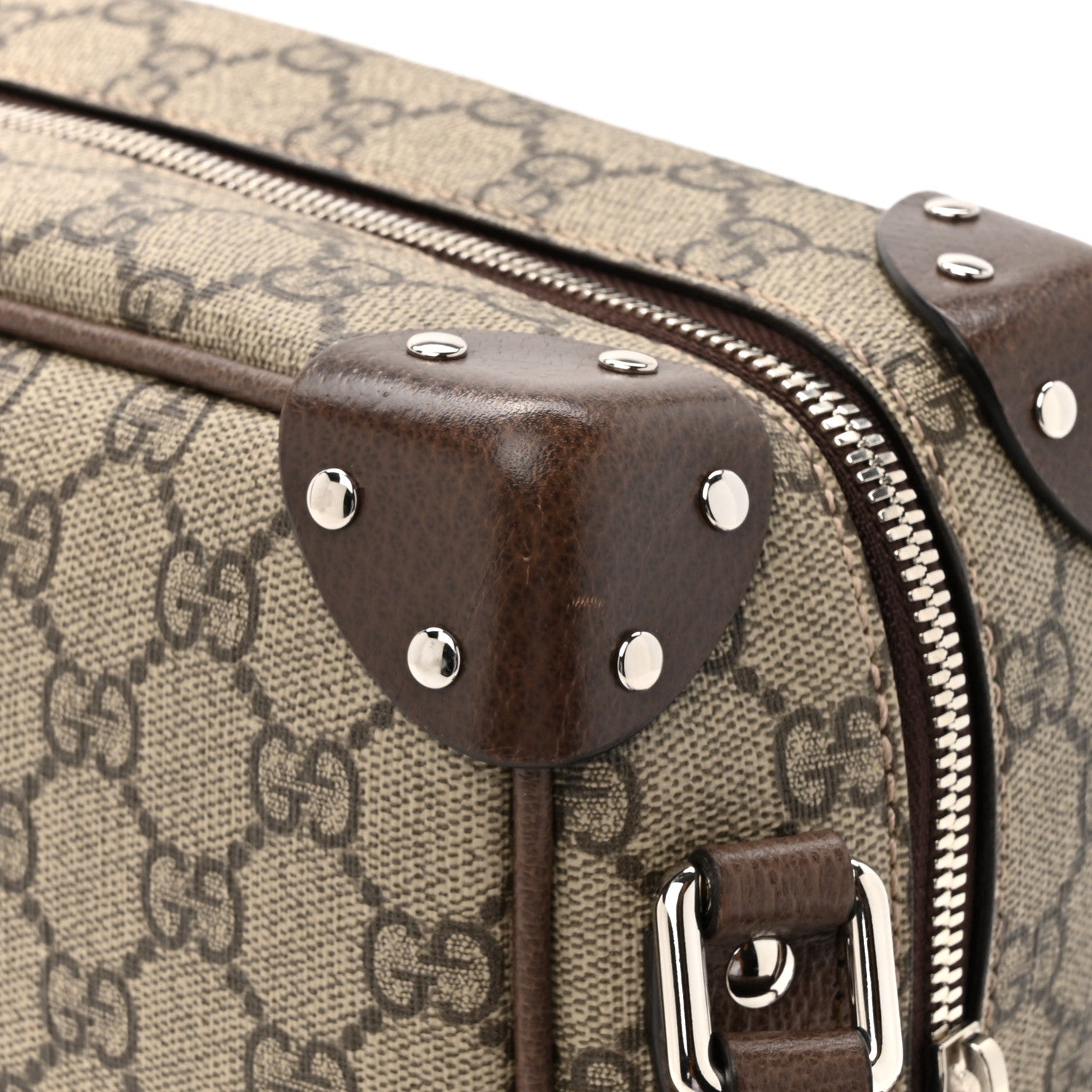 Gucci GG Supreme Monogram Textured Calfskin Square Messenger Bag Beige Ebony New Acero 12 of 13