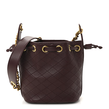 Saint Laurent Lambskin Carre Quilted Cassandre Small Bucket Bag Hot Wine 1 of 10