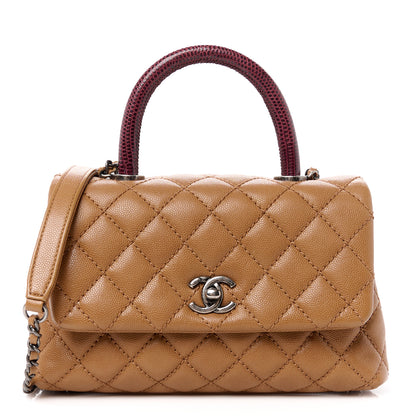 Chanel Caviar Lizard Embossed Quilted Mini Coco Handle Flap Brown 1 of 11