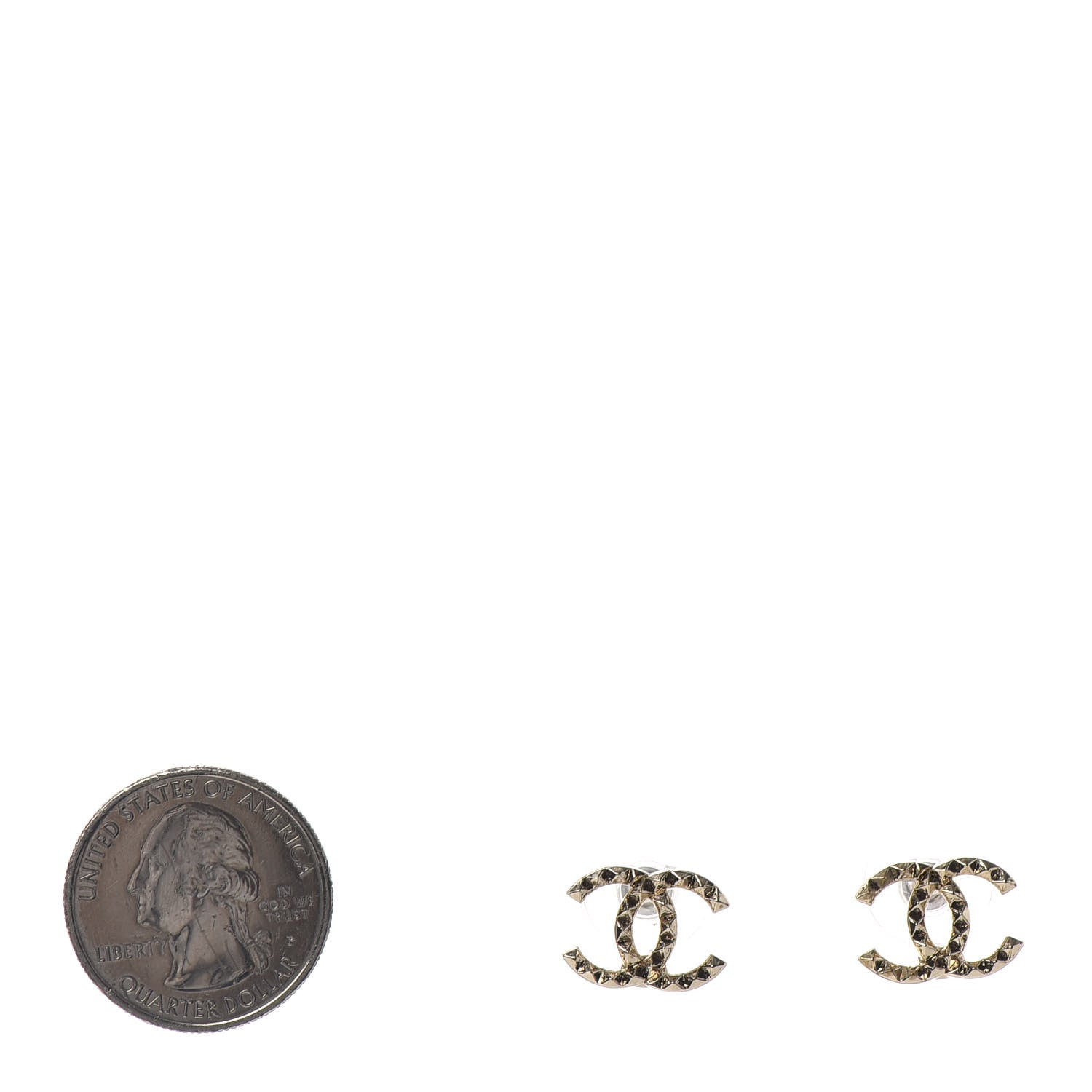 Chanel Studded CC Earrings Gold 2 of 4