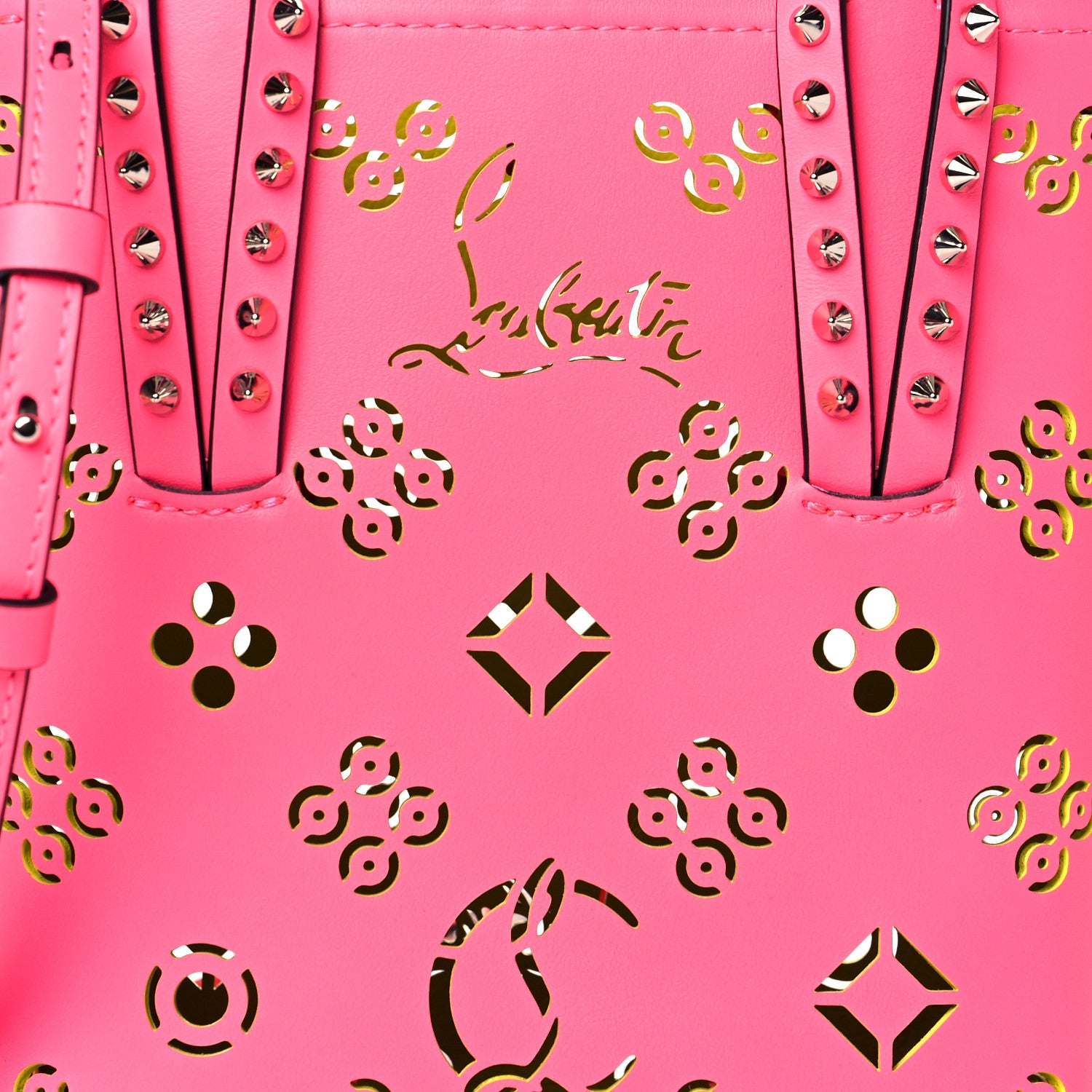 Christian Louboutin Calfskin Perforated Cabata Tote Pink Red 7 of 10