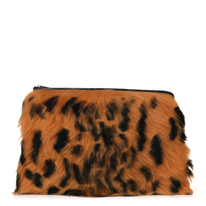 Celine Shearling Leopard Print Solo Clutch Pouch 1 of 4