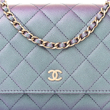 Chanel Iridescent Caviar Quilted Wallet on Chain WOC Dark Blue 9 of 12