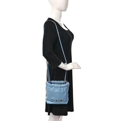 Chanel Shiny Calfskin Quilted Mini Chanel 22 Light Blue 2 of 10