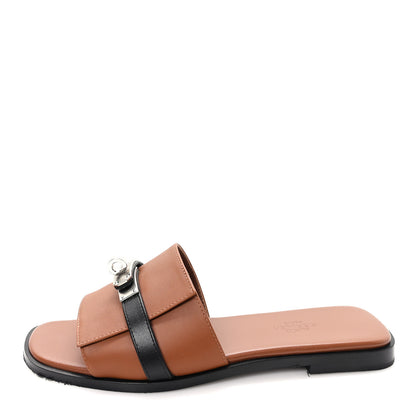Hermes Calfskin Giulia Sandals 36 Naturel Black 1 of 10