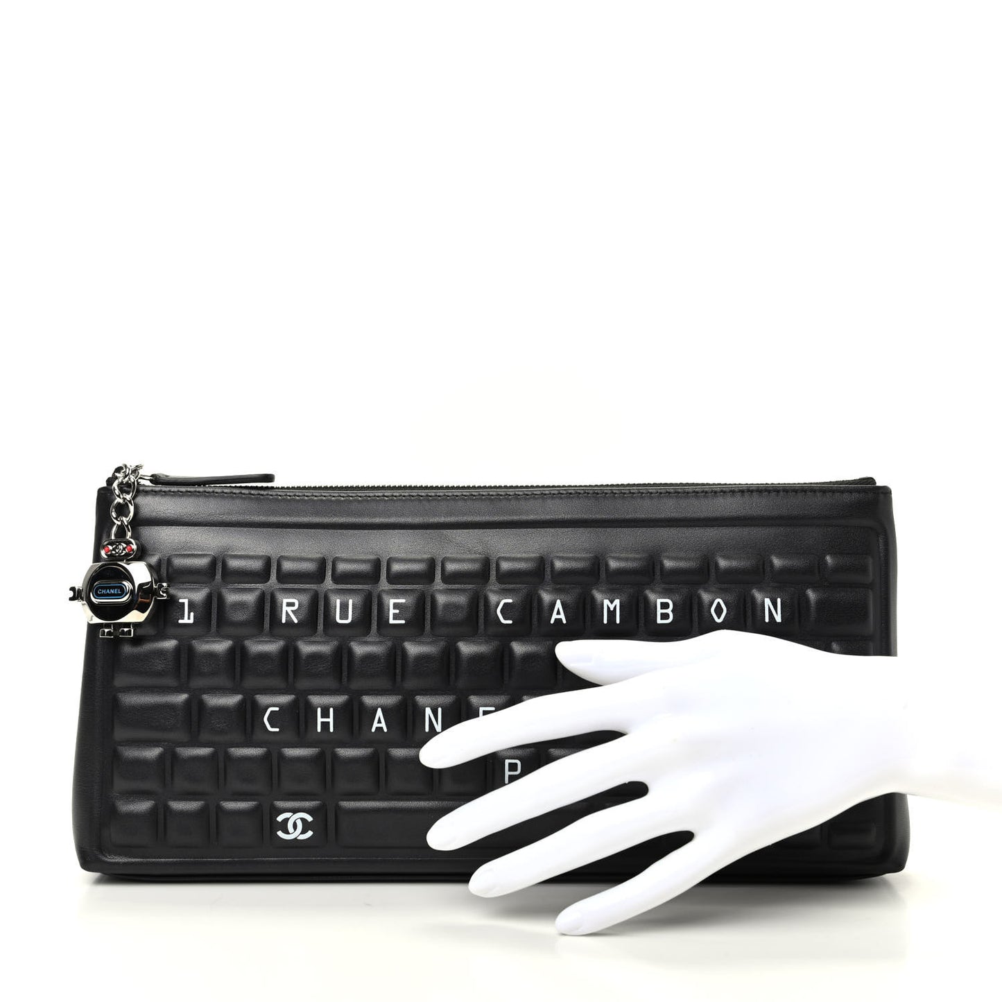 Metallic Calfskin Keyboard Pouch Black