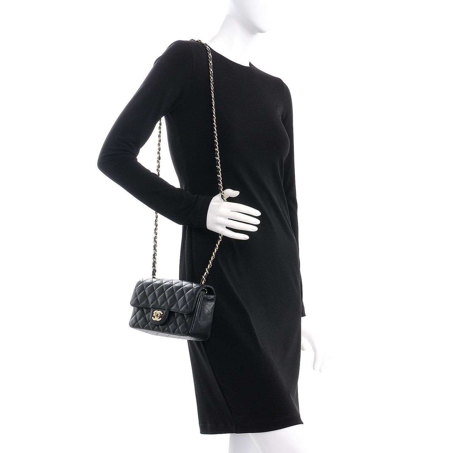 Caviar Quilted Mini Rectangular Flap Black