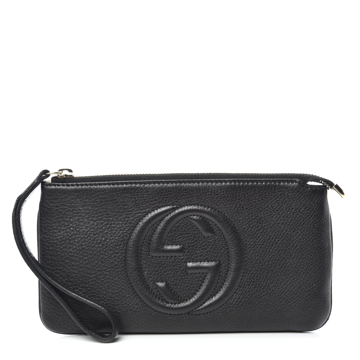 Pebbled Calfskin Soho Wristlet Black