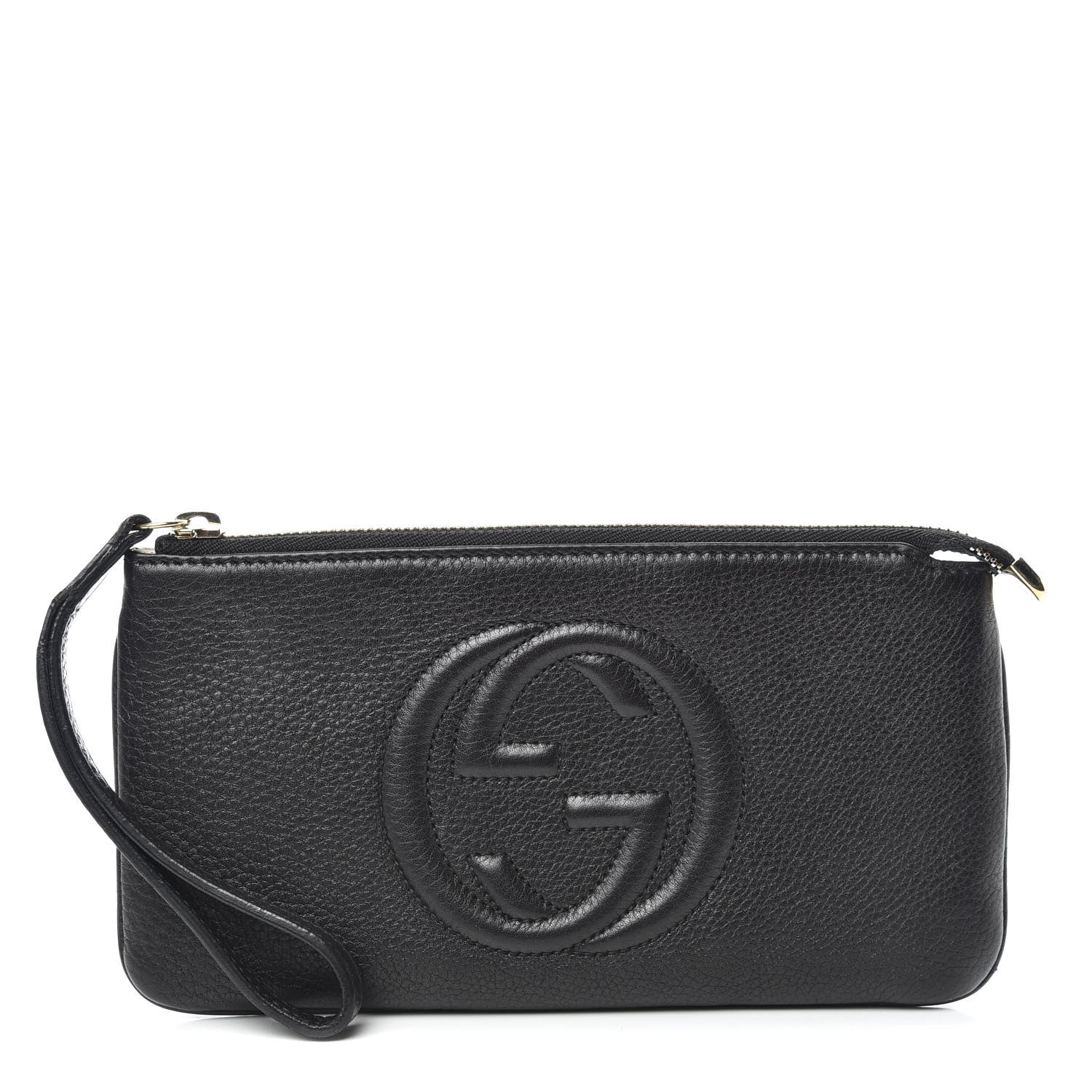 Gucci Pebbled Calfskin Soho Wristlet Black 1 of 13