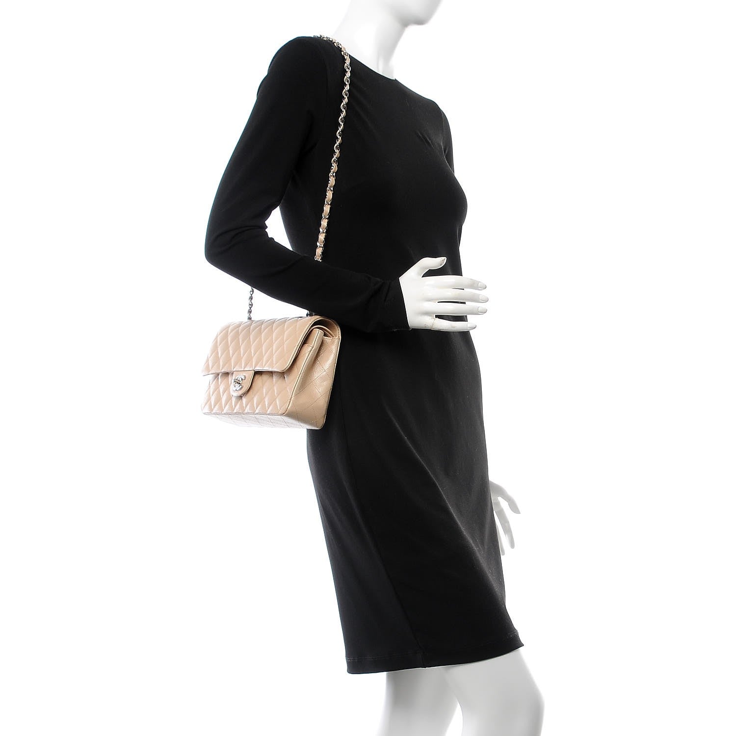 Chanel Iridescent Caviar Quilted Medium Double Flap Beige Clair 2 of 9