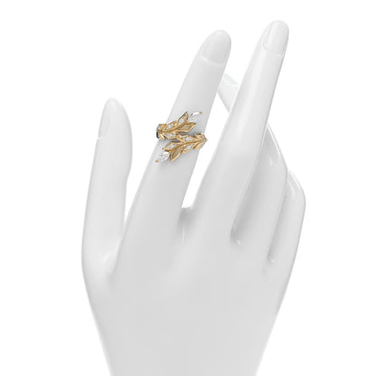 Tiffany 18K Yellow Gold Diamond Victoria Vine Bypass Ring 49 5 2 of 5