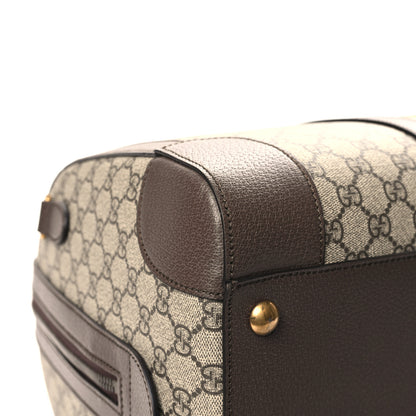 Gucci GG Supreme Monogram Textured Dollar Calfskin Web Medium Savoy Duffle Bag Beige Ebony New Acero 10 of 11