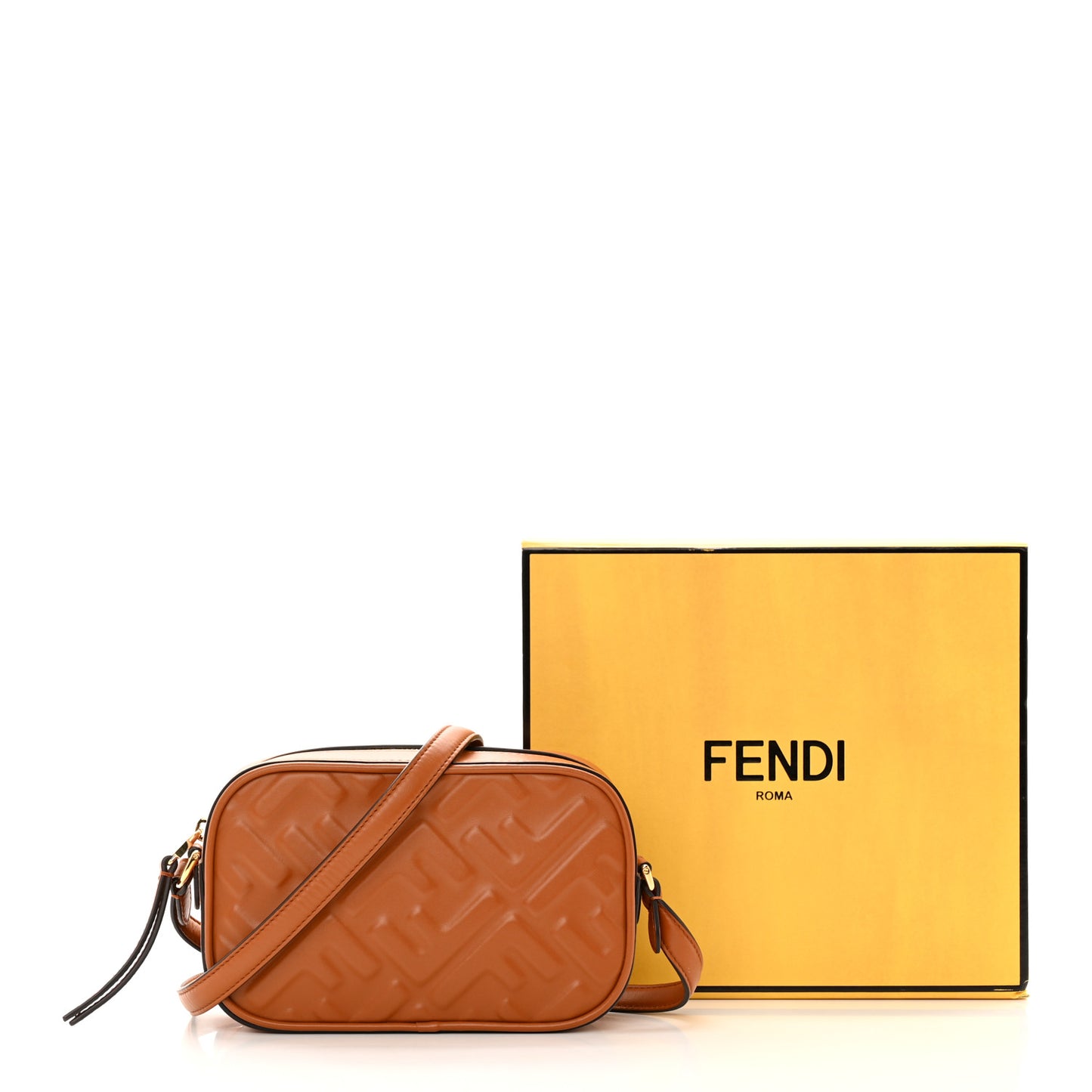 Vitello Epoque FF Embossed Camera Case Brandy