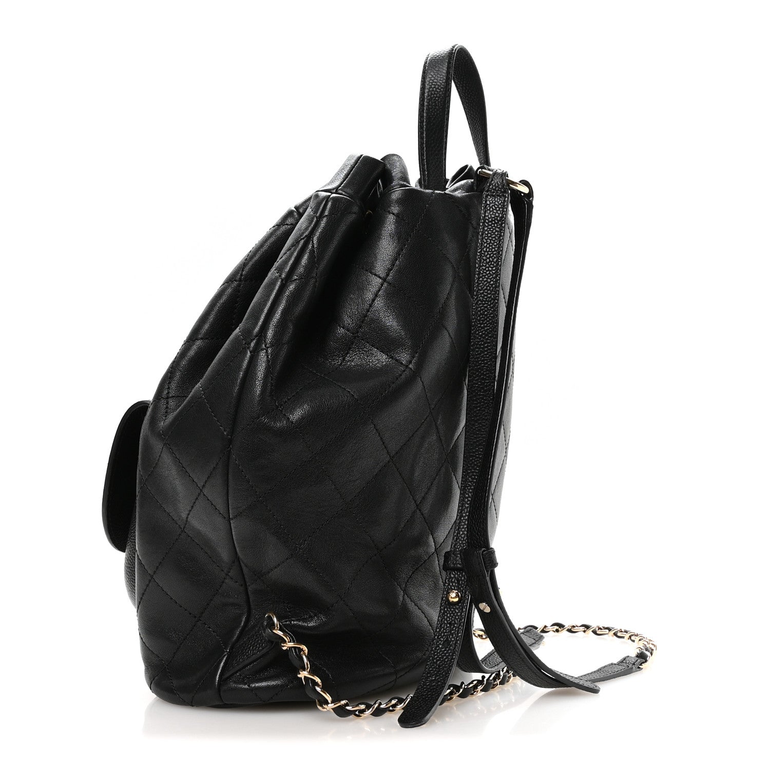 Chanel Sheepskin Caviar Quilted Daily Round Backpack Black 2 of 9