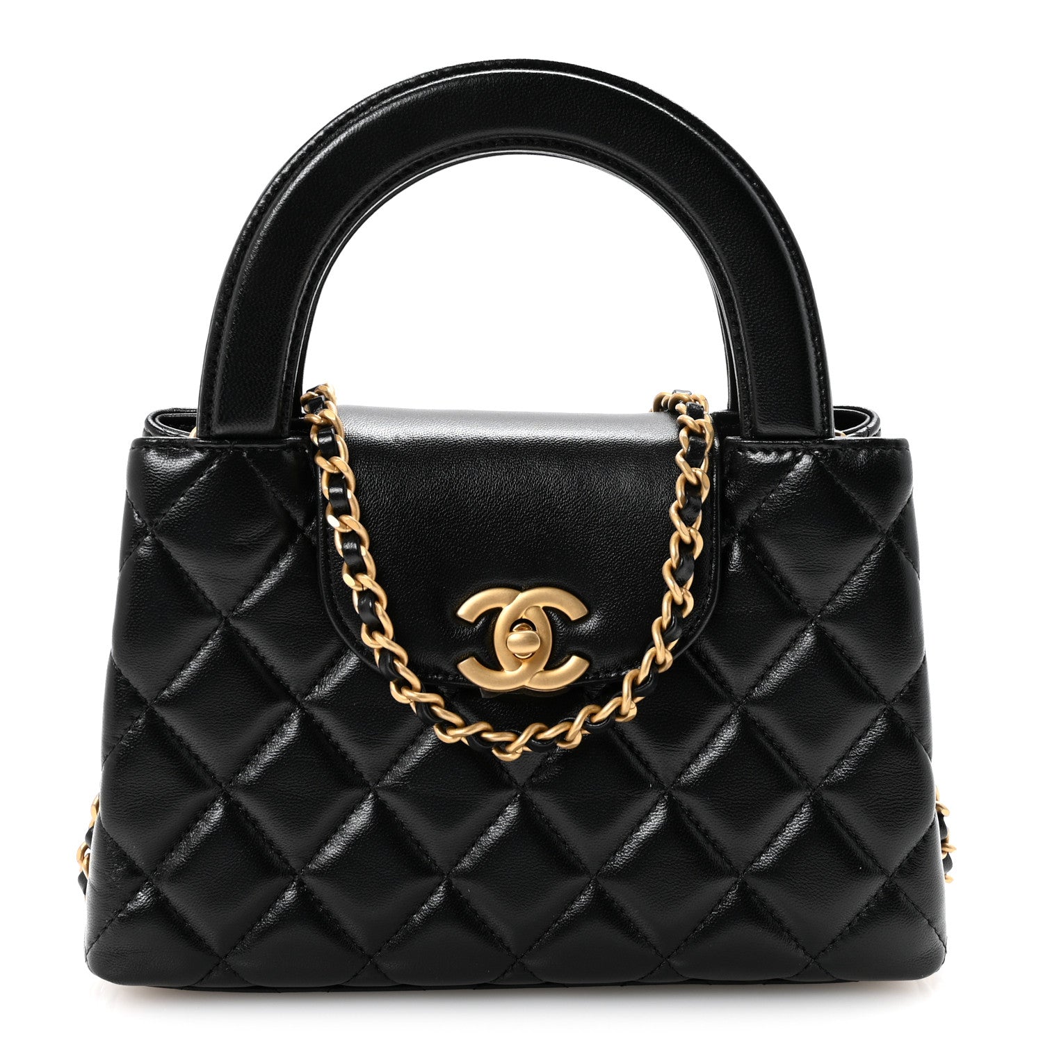 Chanel Shiny Aged Calfskin Quilted Nano Kelly Shopper Black 1 of 11