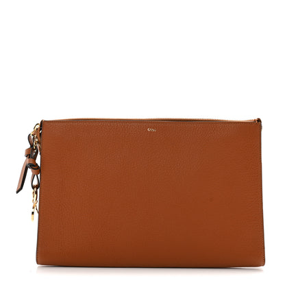 Chloe Calfskin Alphabet Flat Pouch Clutch Tan 1 of 14