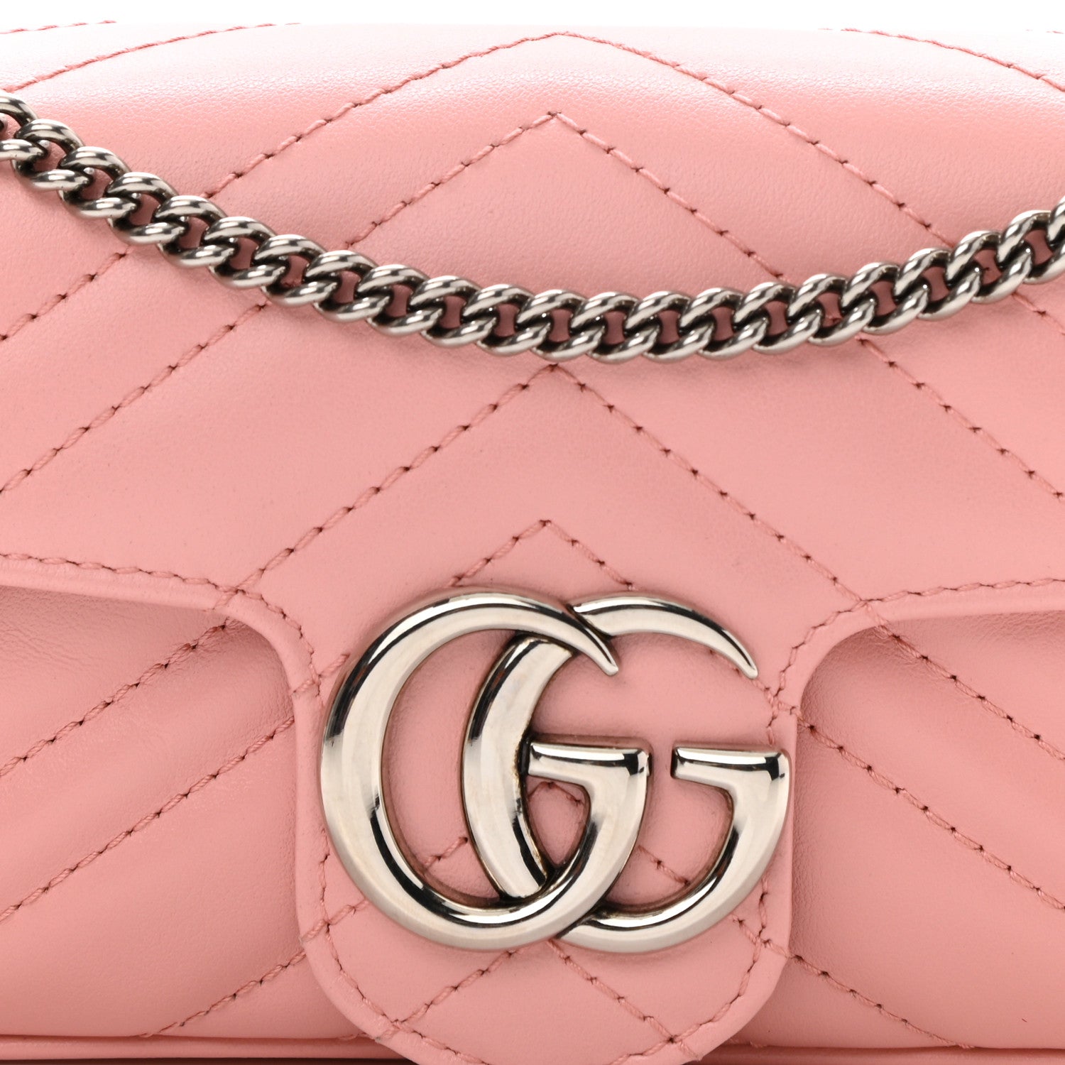 Gucci Calfskin Matelasse Super Mini GG Marmont Shoulder Bag Wild Rose 8 of 10