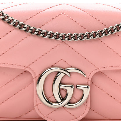 Gucci Calfskin Matelasse Super Mini GG Marmont Shoulder Bag Wild Rose 8 of 10