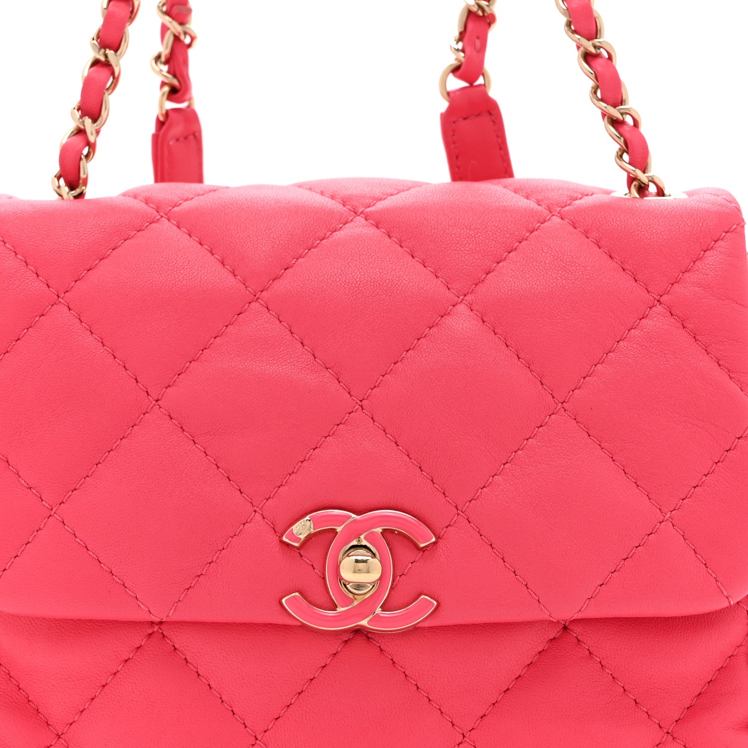 Chanel Lambskin Quilted Resin Chain Around Backpack Pink 8 of 10