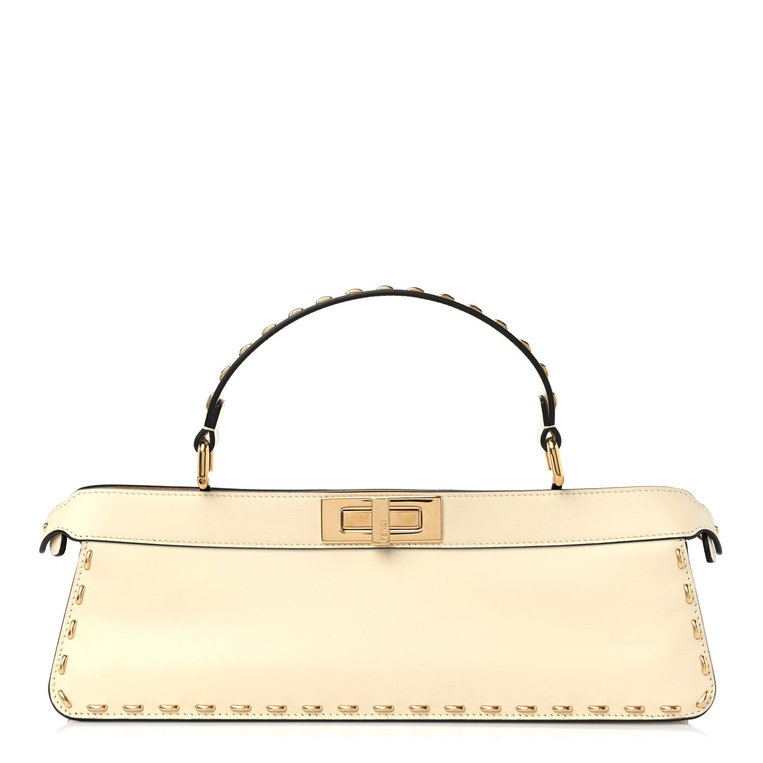 Fendi Vitello King Camoscio Metal Stitch Peekaboo I SEE U Horizontal Satchel Pergamena 1 of 10