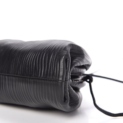Bottega Veneta Bark Calfskin Embossed The Mini Pouch Clutch Black 7 of 9