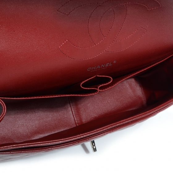 Caviar Jumbo Double Flap Dark Red