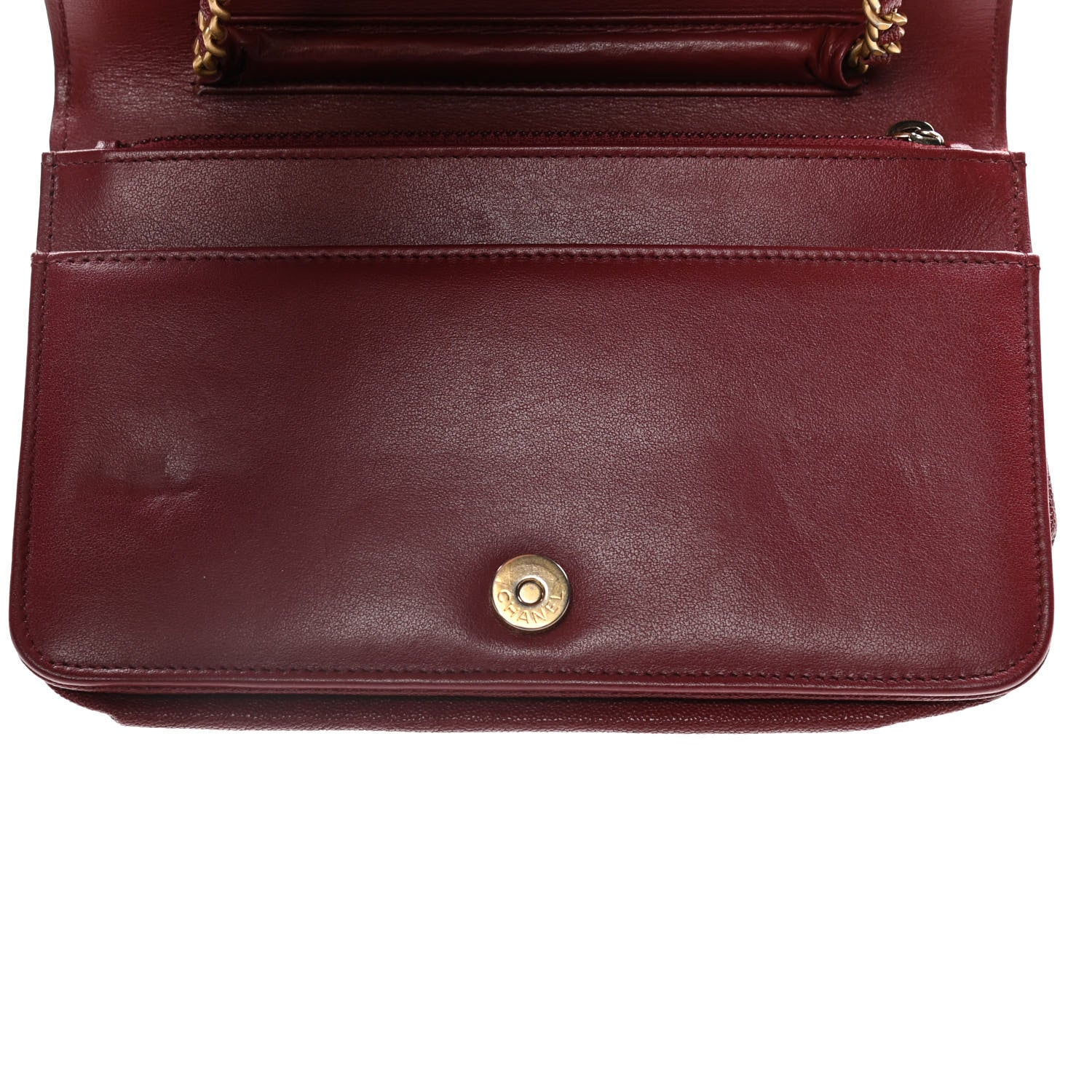 Chanel Caviar Quilted Boy Wallet On Chain WOC Red 13 of 16