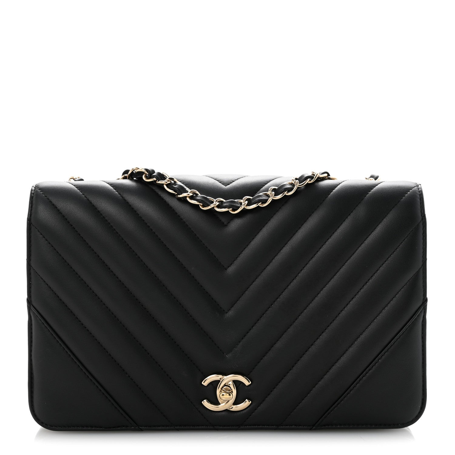 Chanel Calfskin Chevron Quilted Large Statement Flap Black 1 of 11