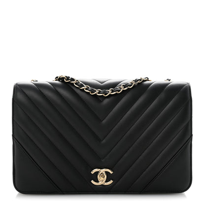 Chanel Calfskin Chevron Quilted Large Statement Flap Black 1 of 11