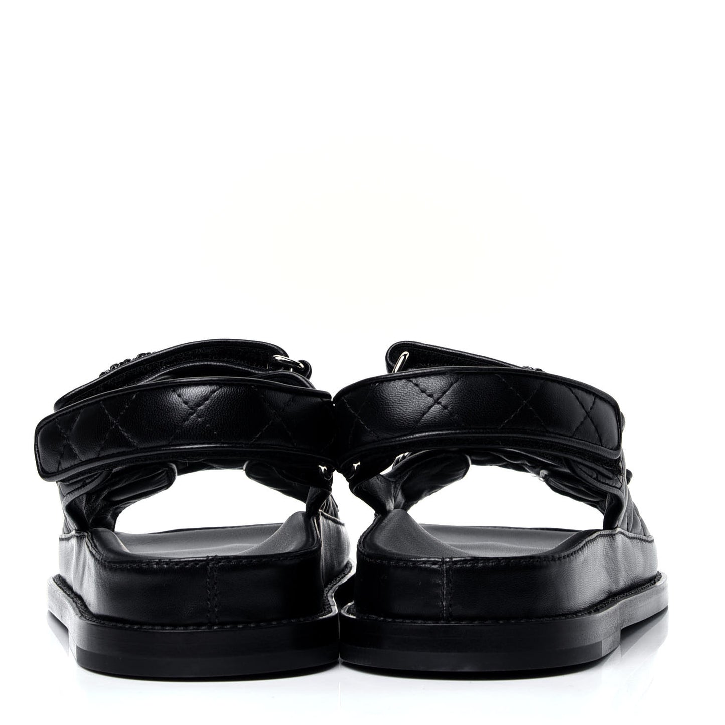 Lambskin Quilted Velcro Dad Sandals 37 So Black