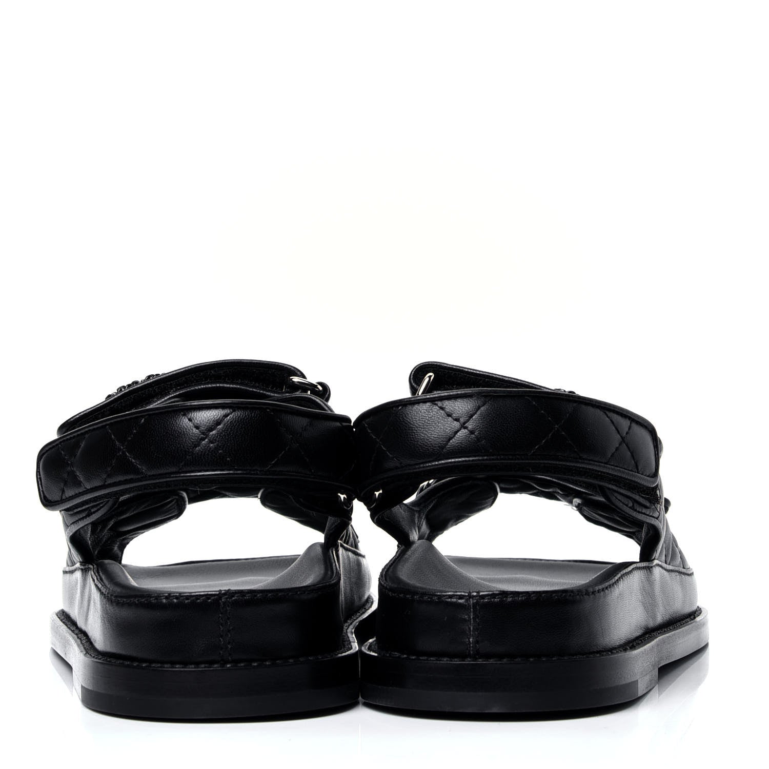 Chanel Lambskin Quilted Velcro Dad Sandals 37 So Black 4 of 6