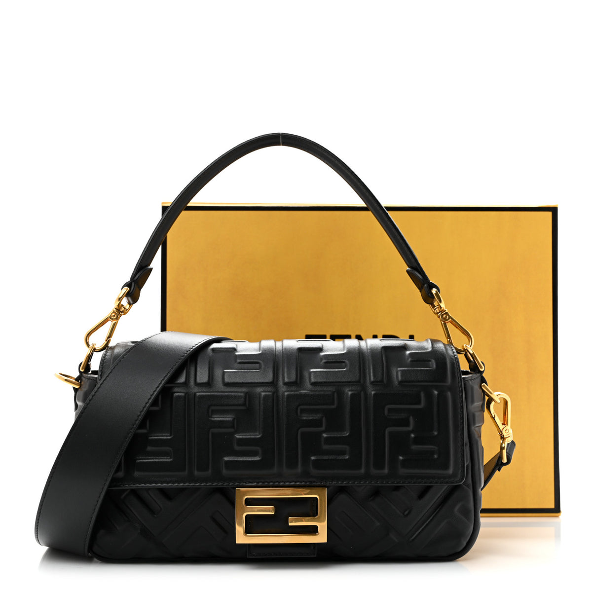 Fendi Nappa FF 1974 Embossed Baguette Black 15 of 15