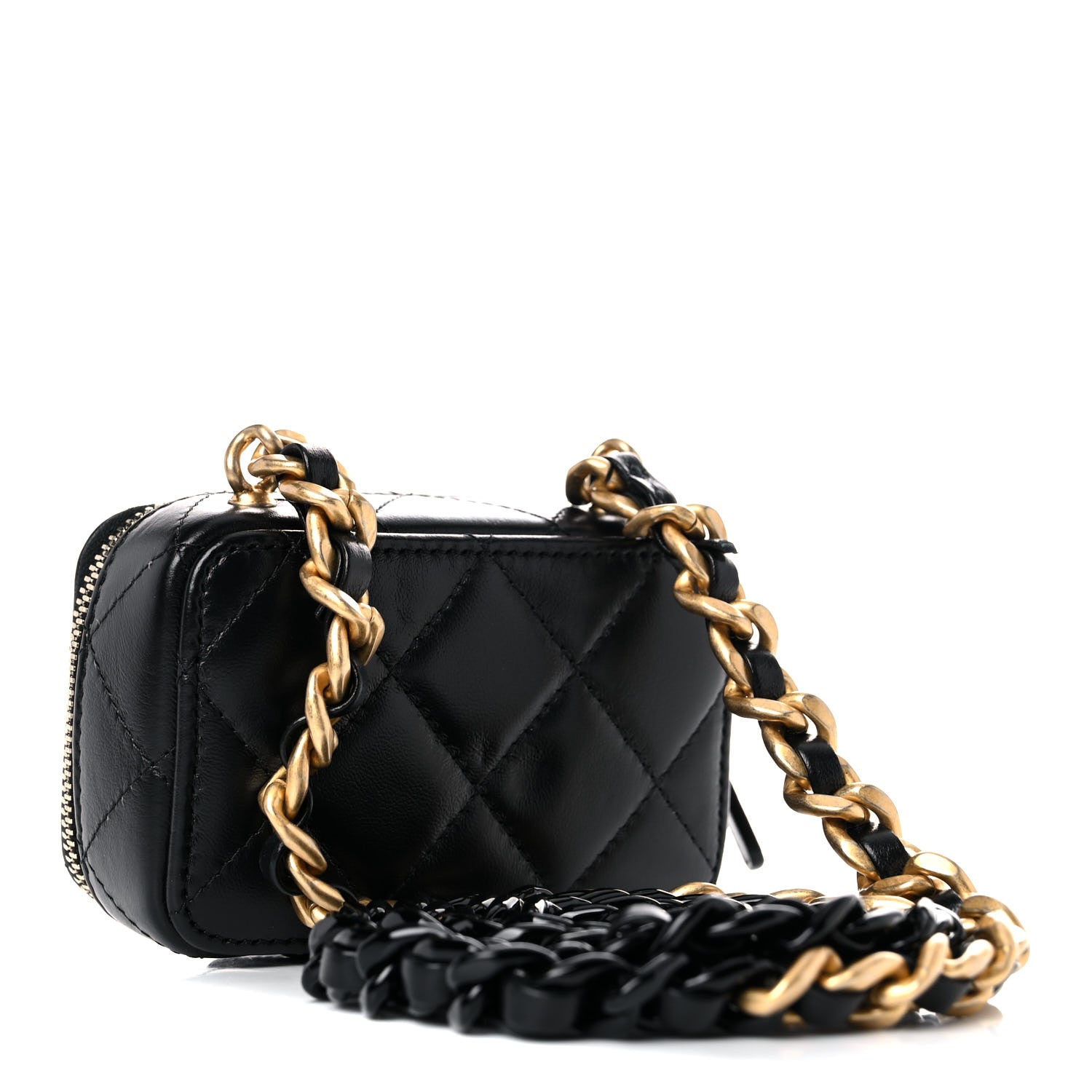 Chanel Lambskin Quilted Mini Lacquered Chain Clutch Black 2 of 10