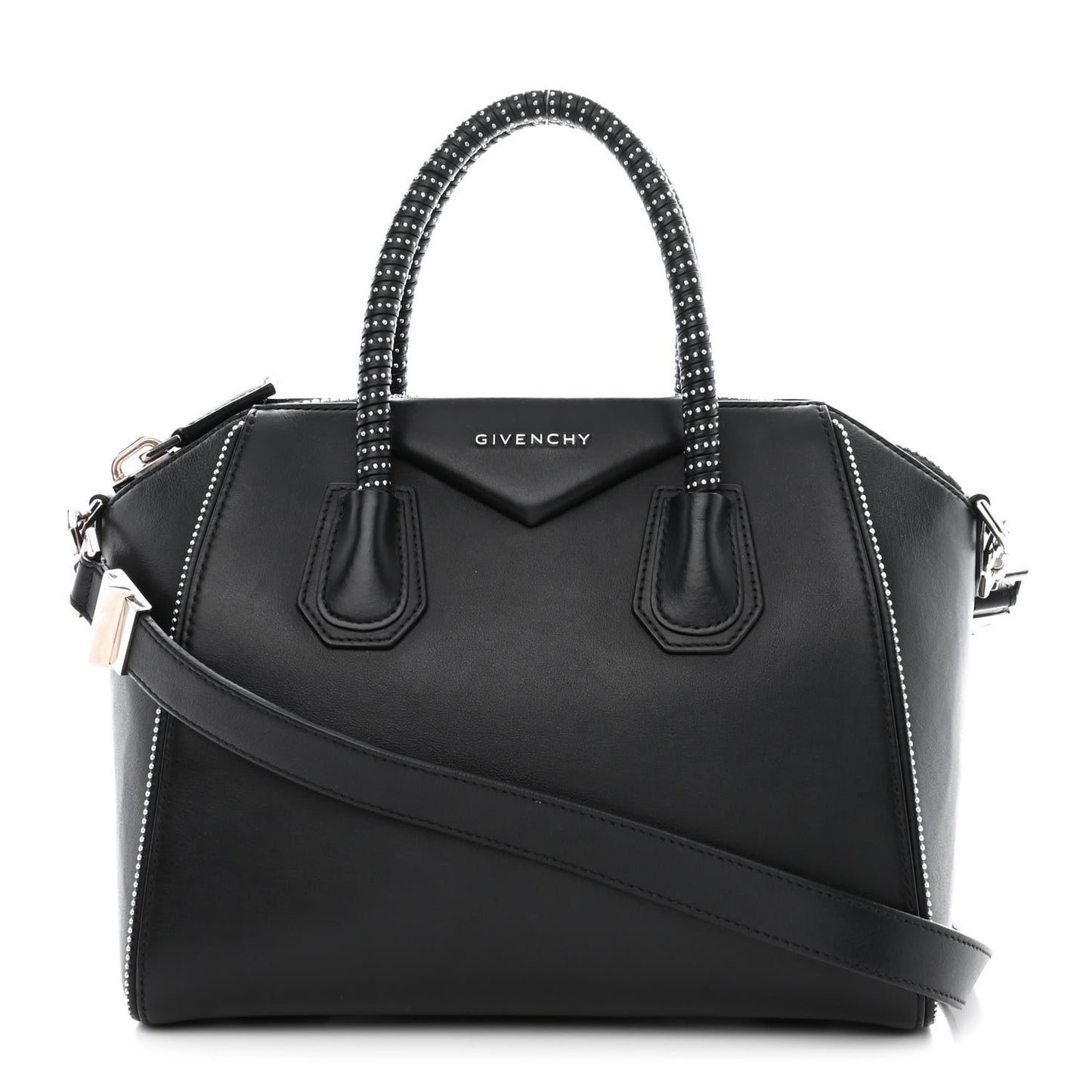 Shiny Lord Calfskin Studded Small Antigona Black