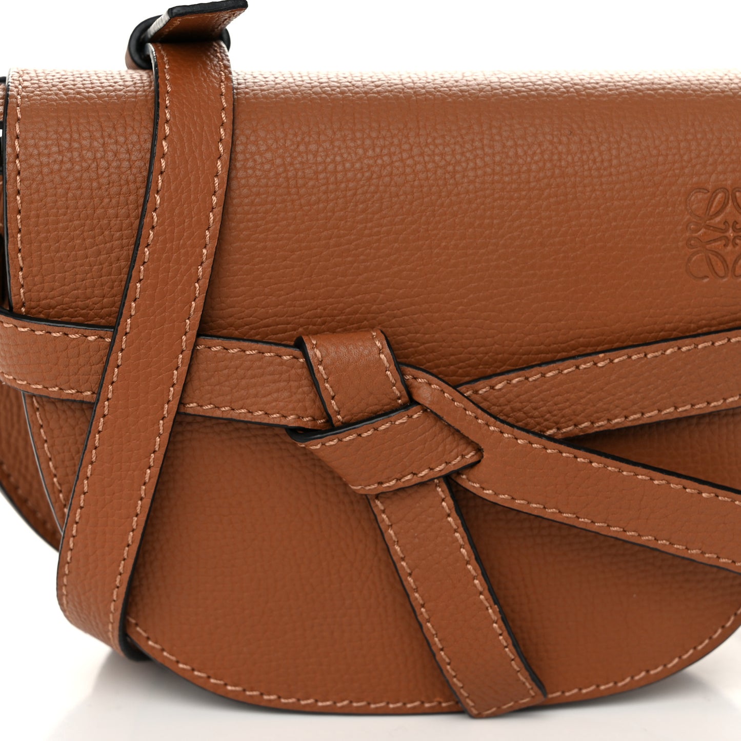 Pebble Grain Calfskin Mini Gate Dual Bag Tan