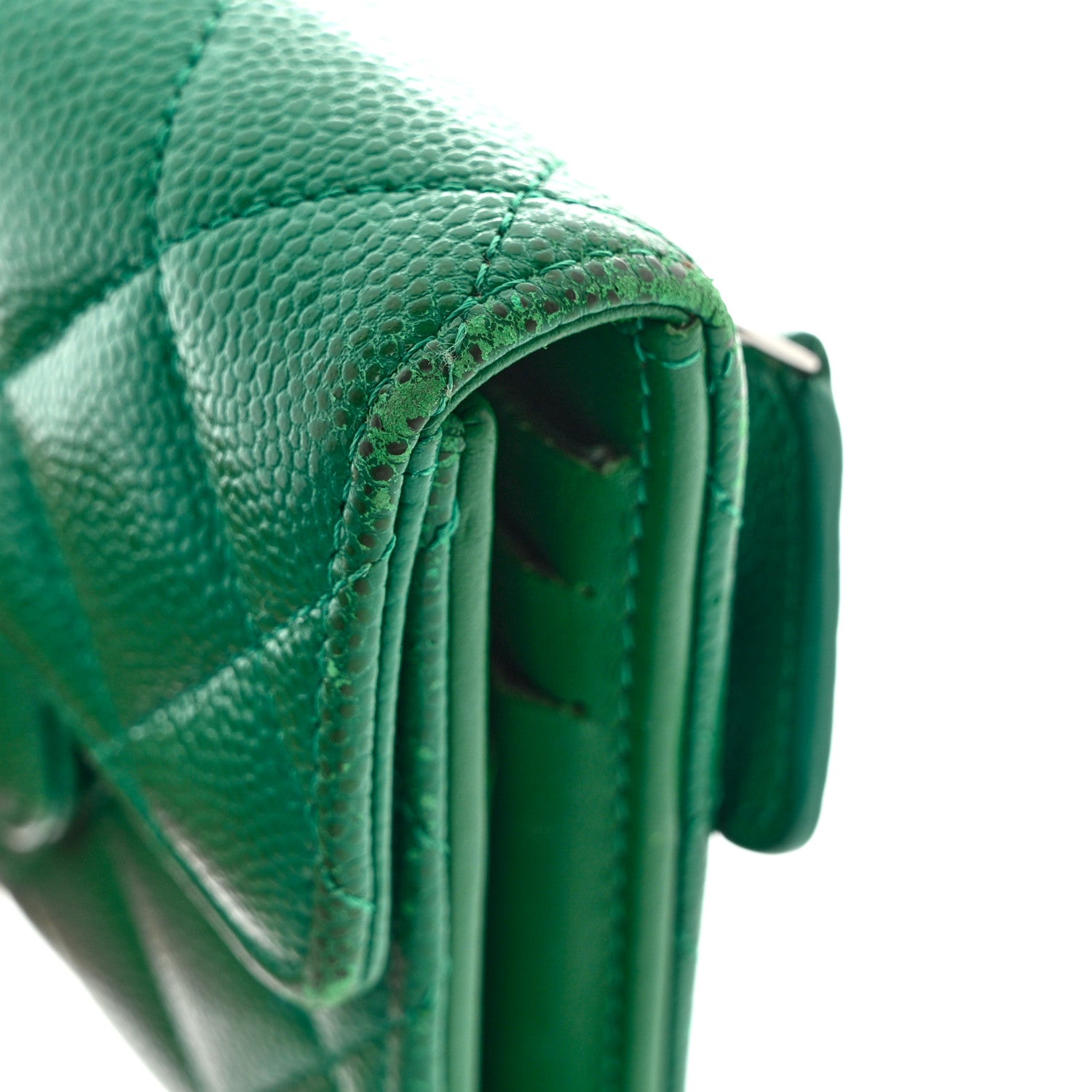 Chanel Caviar Quilted Compact Flap Wallet Green 12 of 15
