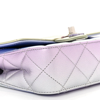 Chanel Gradient Metallic Calfskin Quilted Clutch Silver Blue Yellow Purple 9 of 11